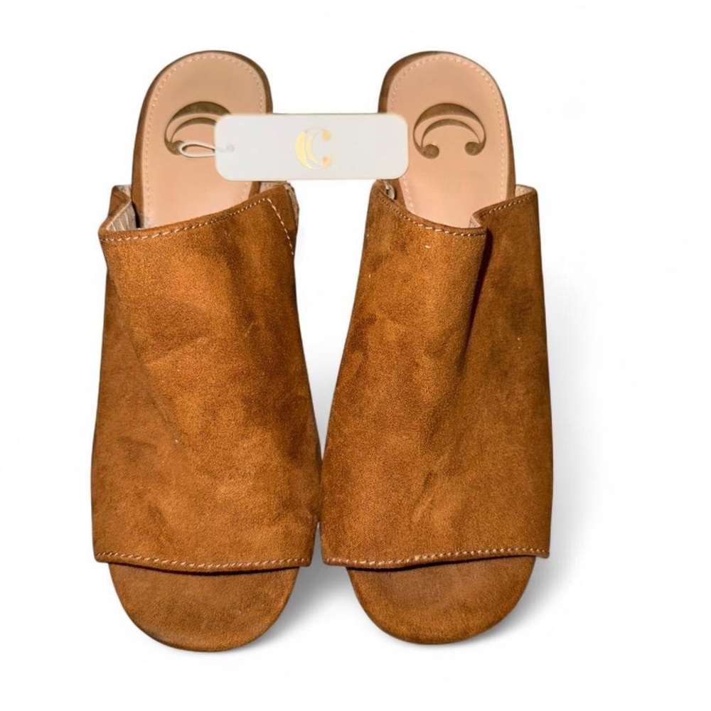 Charming Charlie Tan Suede Mules
